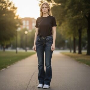 Y2K H2J Women 5/6 Low Rise Bootcut Vtg Jeans Cotton Spandex Dark Wash Distressed